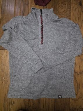 Men's Gray Quarter-Zip Pullover with Trimmed Zip